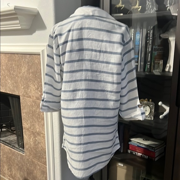 Italian 100% linen Striped Button-Up Shirt dress small - Picture 5 of 6